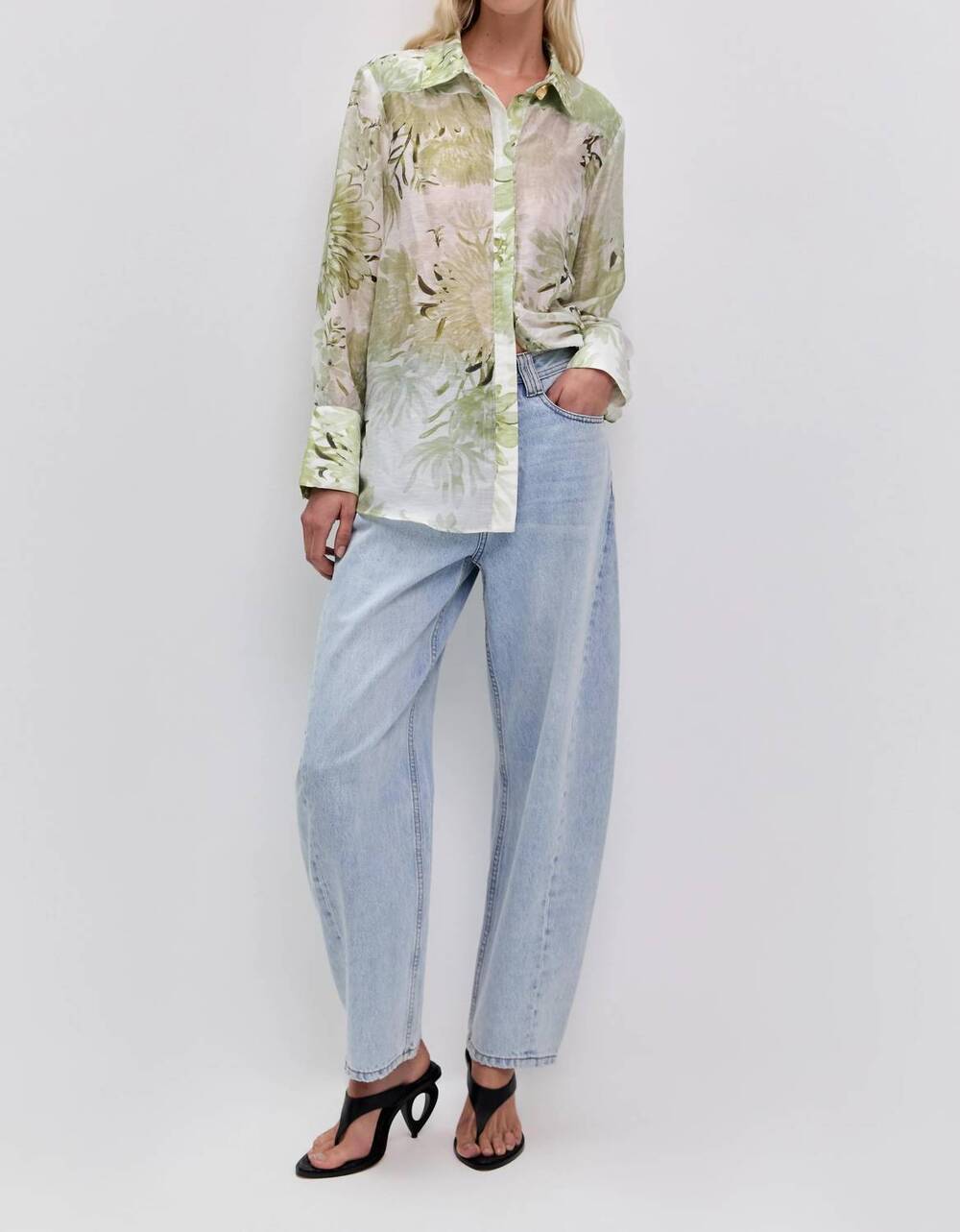 NEW AJE. women's reflector shirt in olive native floral